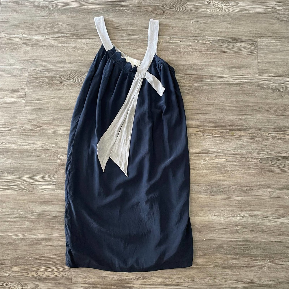 Bensoni Navy Silk Bow Dress
